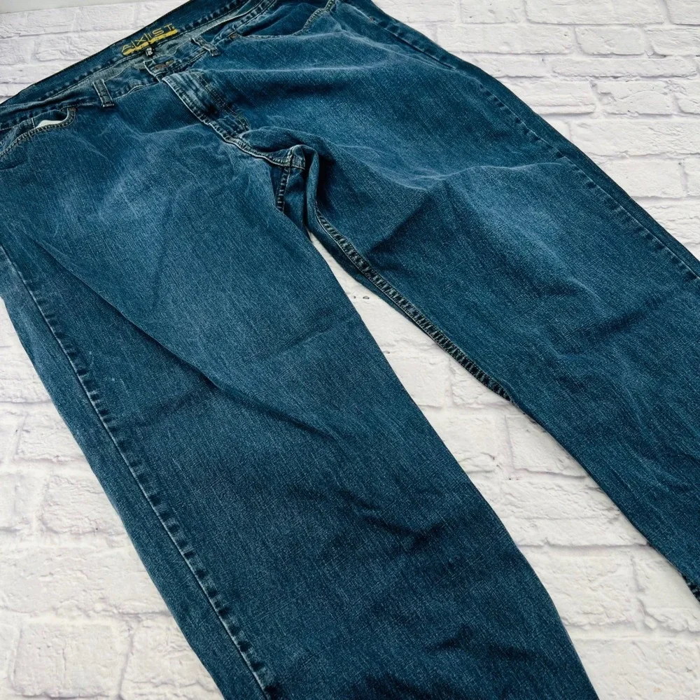 Axist Mens Relaxed Fit Straight Leg Jeans Blue Medium Wash 48x32 Cotton